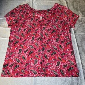 Kim Rogers Vibrant Pink Paisley Top